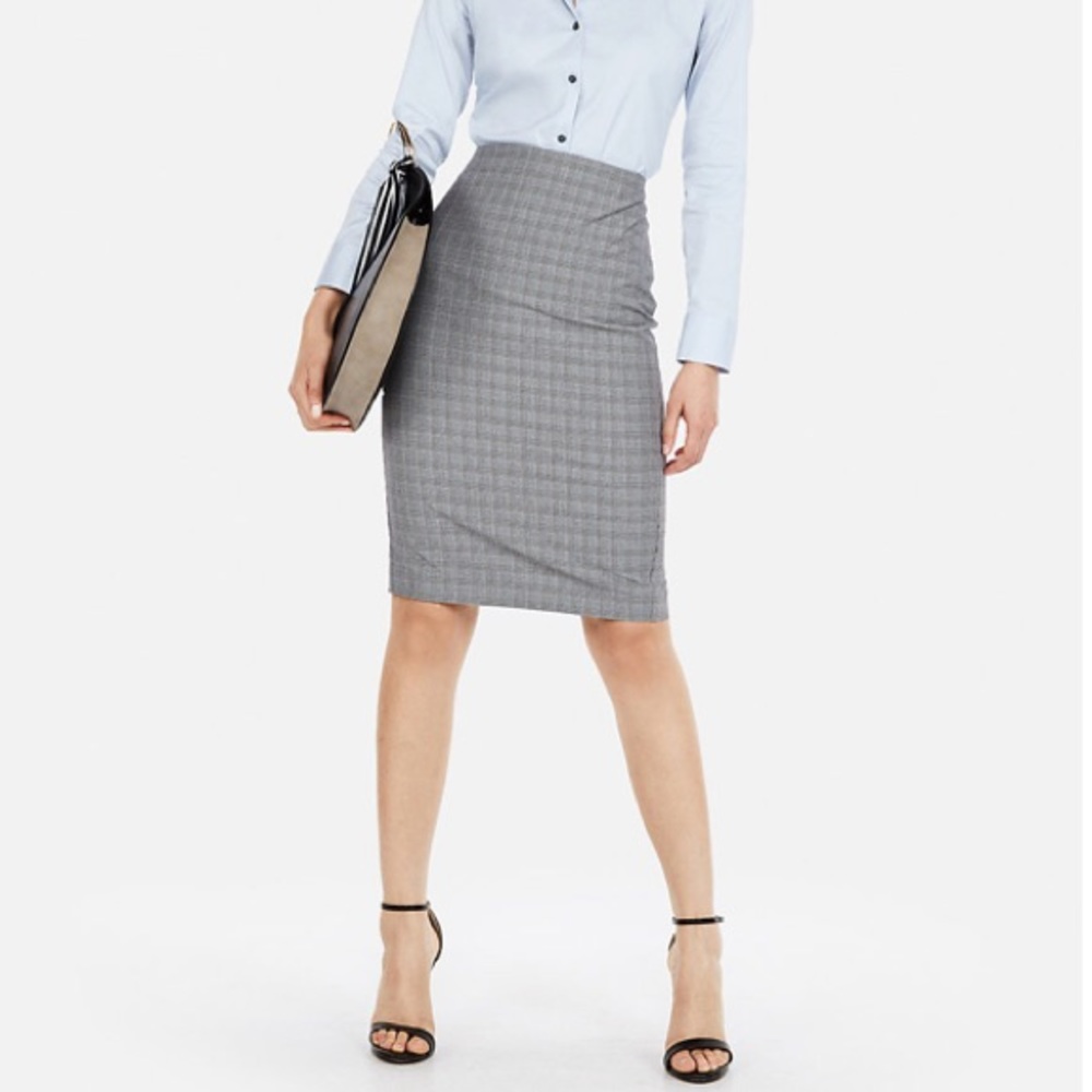 High Waisted Plaid Pencil Skirt
